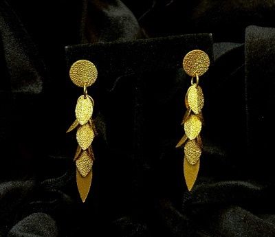 Tonobi Ear2405 Gold Vermeil Stud With Sparkly Leaf Clusters Drop Earrings