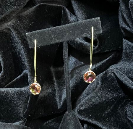 Tonobi Ear2425 Lemon &amp; Rose Quart Wrapped Gold Vermeil Threader Earrings