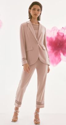 Joseph 243752 Silky Knit and Rhinestone Mesh Blazer