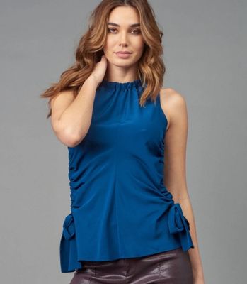 Lola + Sophie T1840 Gathered Sides High Neck Tank