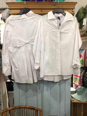 RAVEL E617457 Cotton Button-Down Tunic w/Bow Detailing