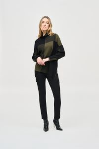 Joseph 243944 Color-Block Jacquard Knit Pullover Sweater, Size/Color: SM/IGUANA-BLACK