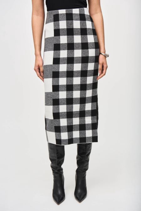 Joseph 243947 Plaid Jacquard Knit Skirt, Size: SM