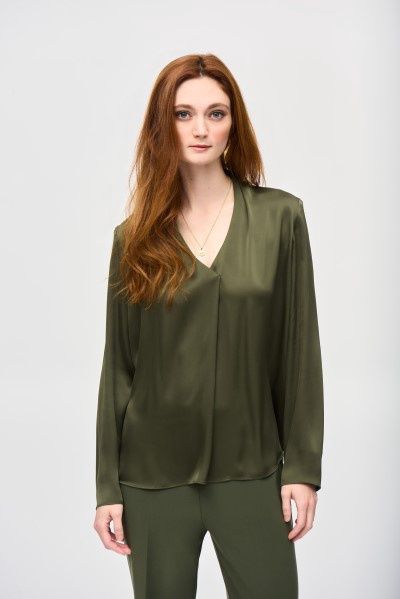 Joseph 243057 Satin Straight Top, Size/Color: 8/IGUANA