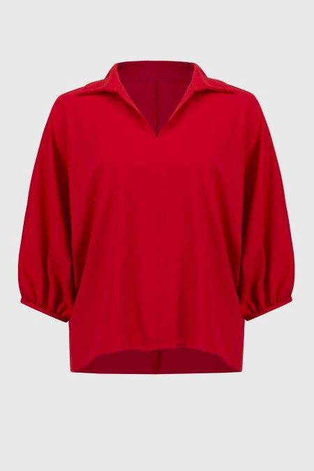 Joseph 251116 Woven Boxy Top w/Shirt Collar, COLOR: RED, Size: 4