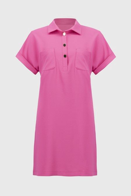 Joseph 251272 Textured Woven Straight Shirt Dress, COLOR: PINK, Size: 4