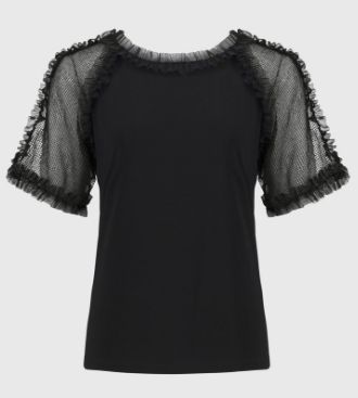Joseph 251054 Silky Knit And Mesh Top, COLOR: BLACK, Size: 4