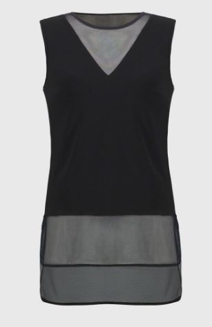 Joseph 251091 Silky Knit and Mesh Sleeveless Top, COLOR: BLACK, Size: 6