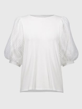 Joseph 251097 Jersey Straight Top With Novelty Sleeves, COLOR: VANILLA, Size: 6