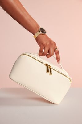 Leder toilet/accessoires tas