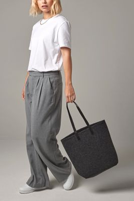 Shopper met leder handvat