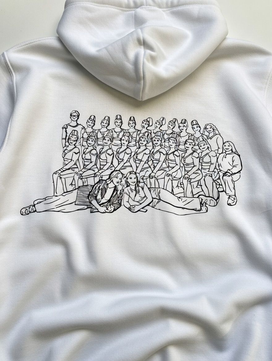 Hoodie KING / QUEEN met lijntekening geborduurd