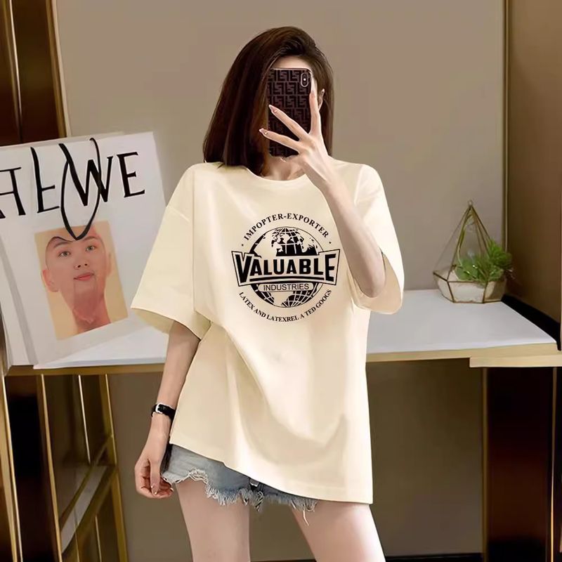 Dark Gray High-grade Women&#39;s Cotton Short-sleeved 2024 Summer Women&#39;s  T-shirt