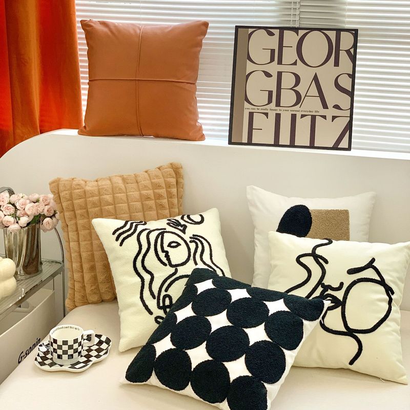 Living Room Sofa Pillow Retro Model Room PU Leather Backrest Pillow