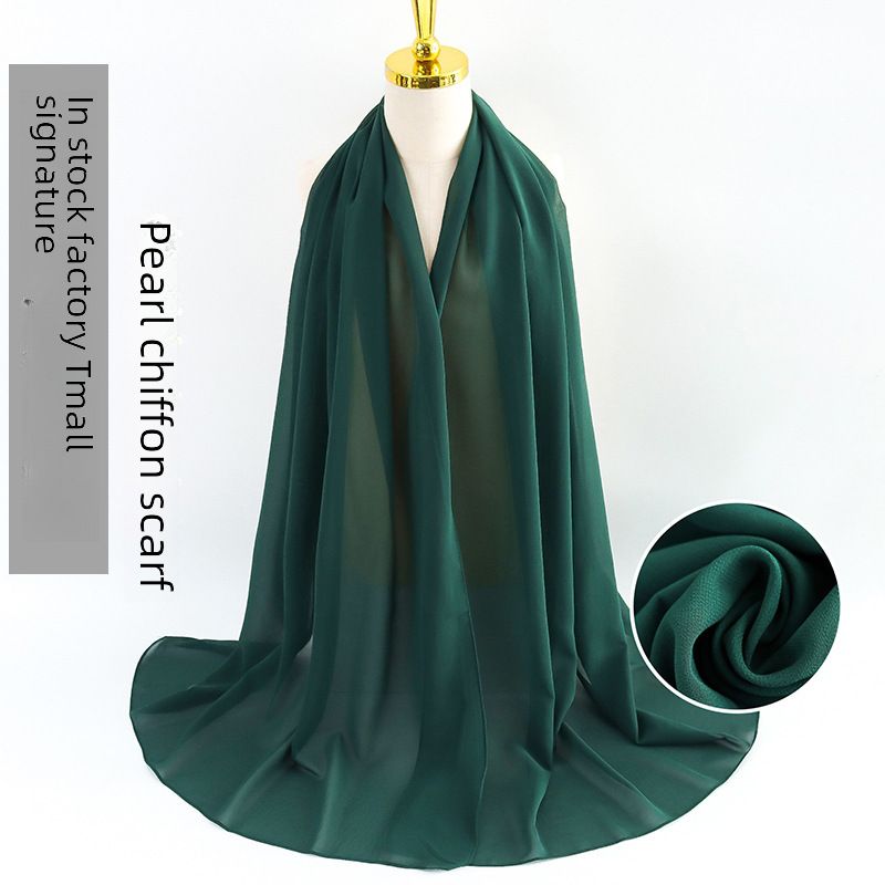 Women&#39;sCross-border Pearl Chiffon Scarf Solid