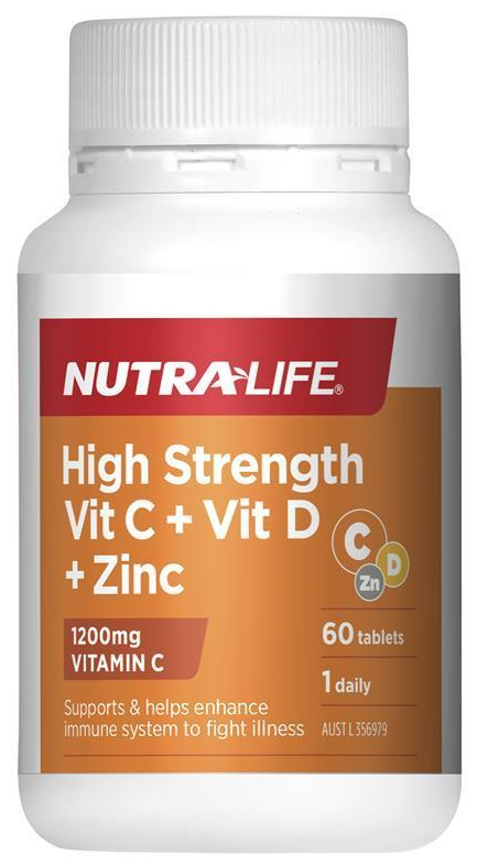 Nutra-Life High Strength Vit C + Vit D + Zinc (60 Tablets)