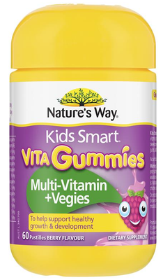 Nature&#39;s Way Kids Smart Gummies Multi-Vitamin + Vegies (60 Pastilles)