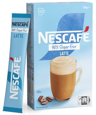 Nescafe Coffee 98% Sugar Free Latte (10 Sachets)