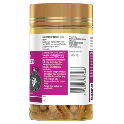 Healthy Care Grape Seed 58000mg (200 Capsules) (Exp: 08/2028)