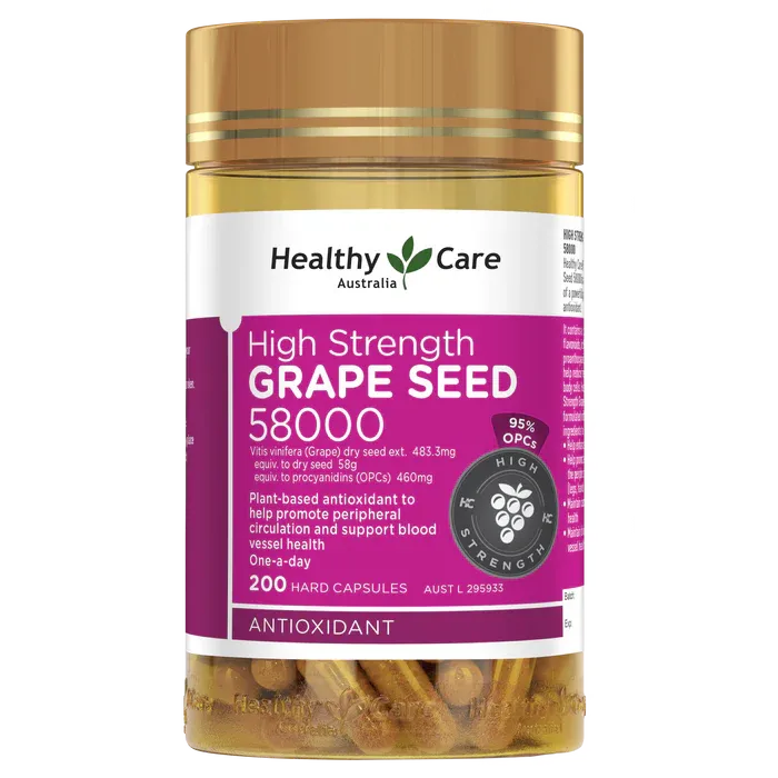 Healthy Care Grape Seed 58000mg (200 Capsules) (Exp: 08/2028)