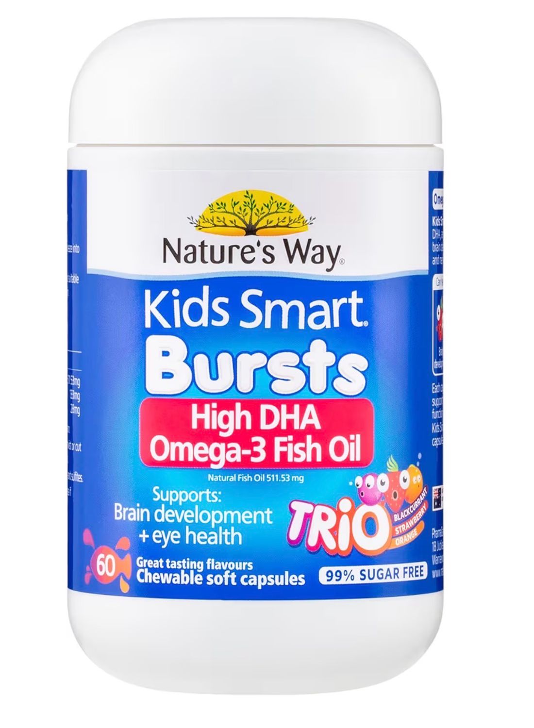 Nature's Way Kids Smart Bursts (High DHA, Omega-3 Fish Oil) Trio (60 tabs) (Exp: 11/2028)