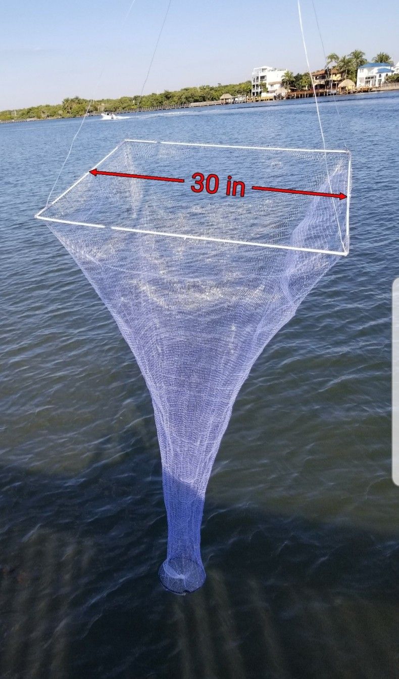 30″ Square Live Bait Net – Ballyhoo, Sardine, Herring, Threadfin – Drop Net Kit