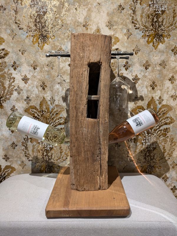 Weinständer für 2 Flaschen und 2 Gläser