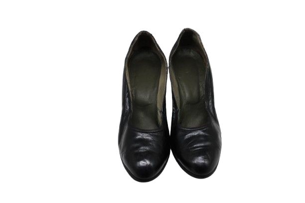 Decolleté pelle nera fine  anni '40 inizio anni '50