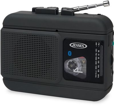 Jensen MCR-60 Personal Portable Cassette Player/Recorder Bluetooth AM/FM Radio (Black)