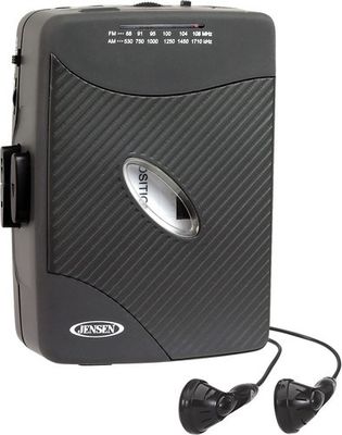 Jensen SCR-75 Personal Cassette Player - AM/FM - Stereo Earbuds (Black)