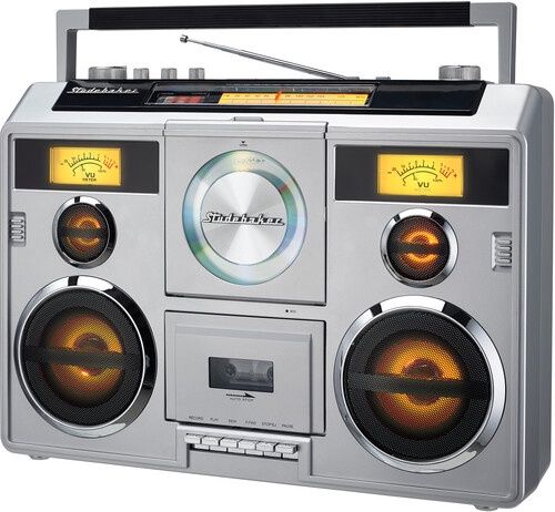 Studebaker SB2140S Sound Station Bluetooth Boombox CD/AM-FM Radio/Cassette Recorder (Silver)