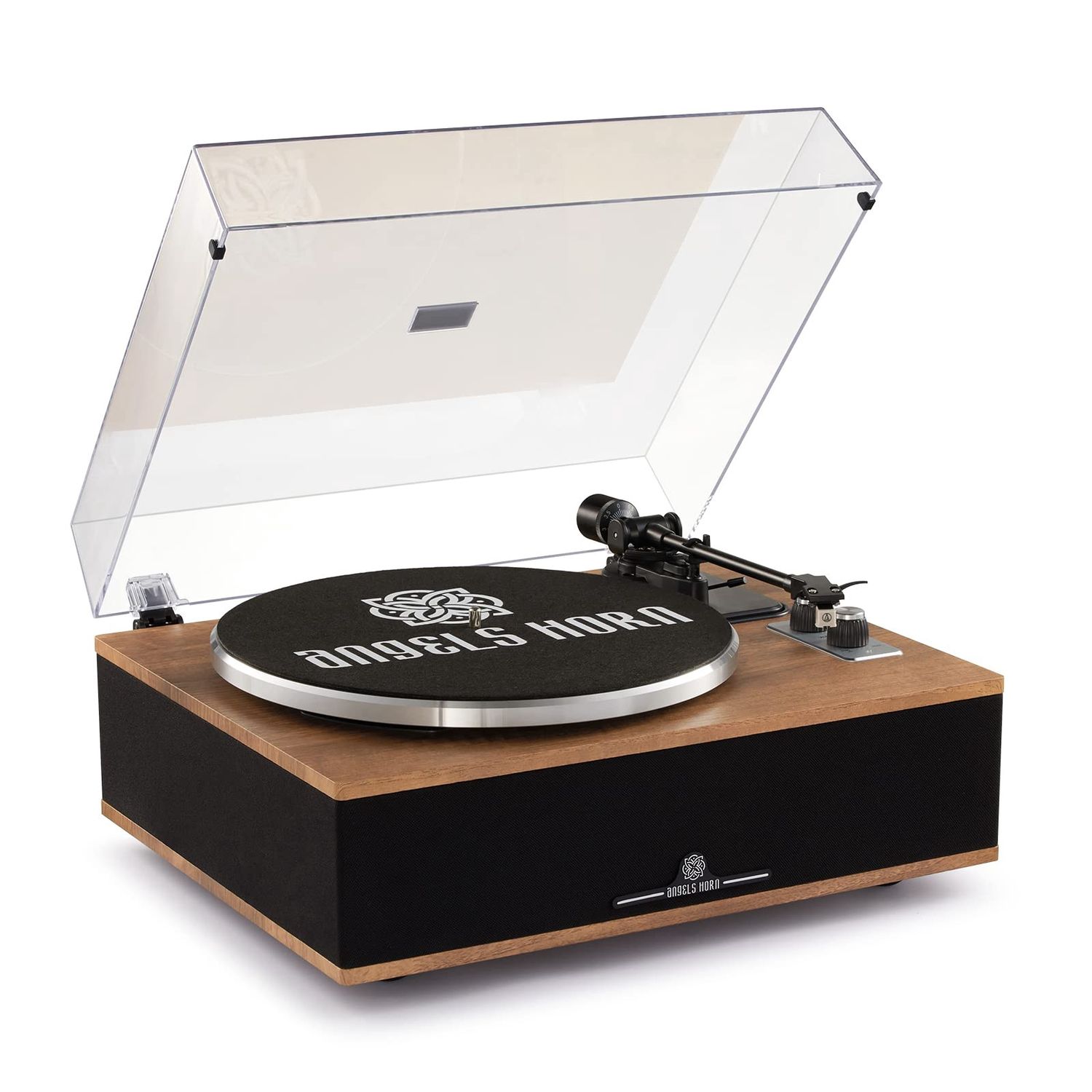 ANGELS HORN - BLUETOOTH TURNTABLE WITH BUILT-IN SPEAKERS - Walnut