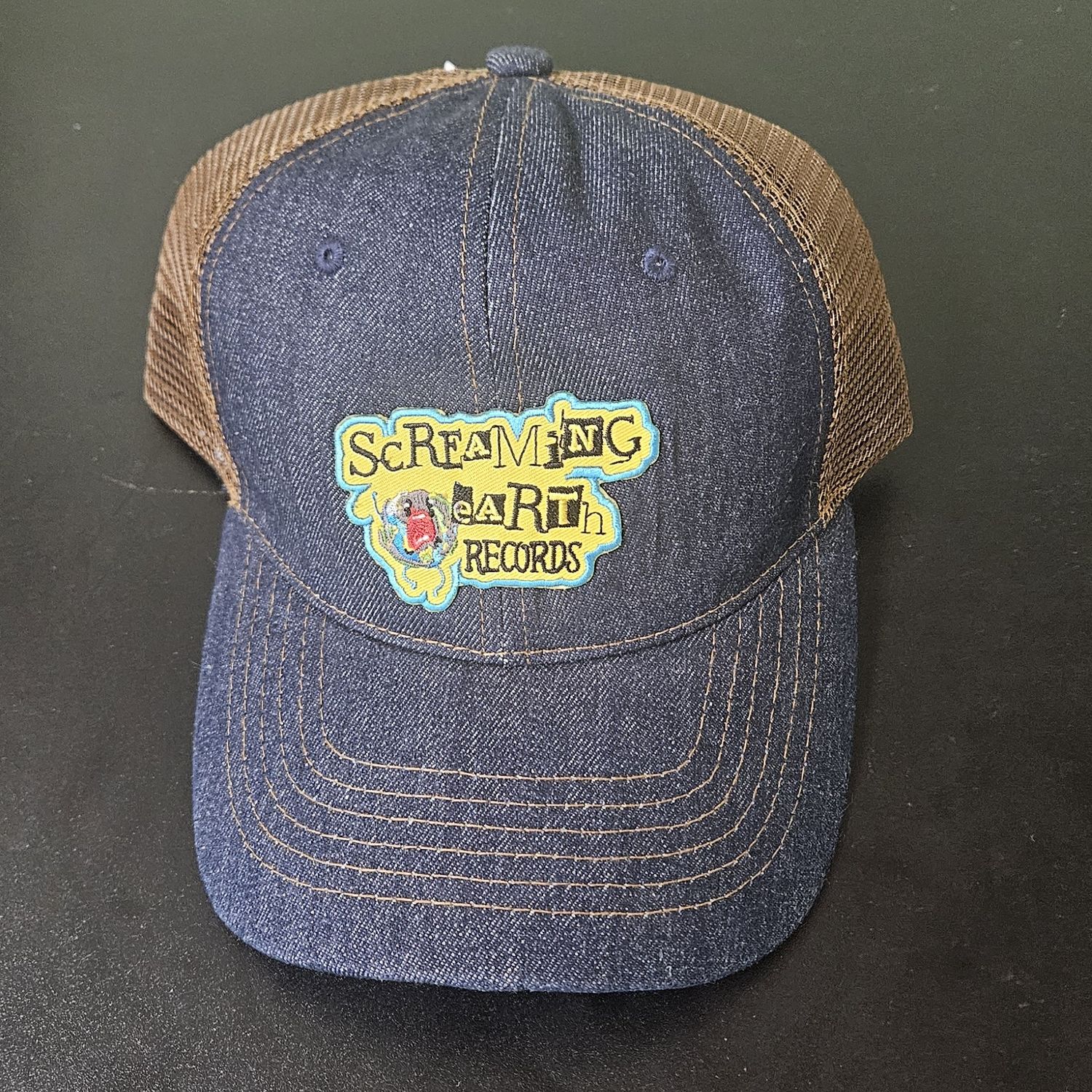 Denim Screaming Earth Trucker Hat