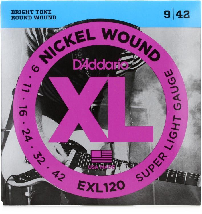 D'Addario EXL120 Nickel Wound Electric Guitar Strings Super Light 9-42