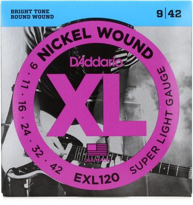 D'Addario EXL120 Nickel Wound Electric Guitar Strings Super Light 9-42
