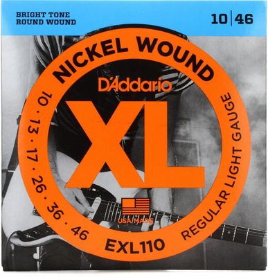 D'Addario EXL110 Nickel Wound Electric Guitar Strings Regular Light 10-46
