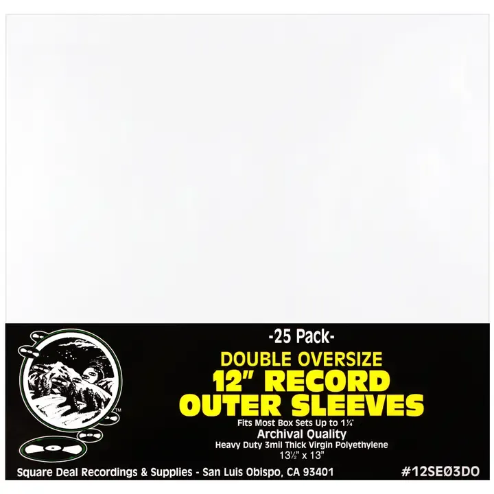 12" Double Oversize Lp Record Outer Sleeves For Box Sets - 25pk