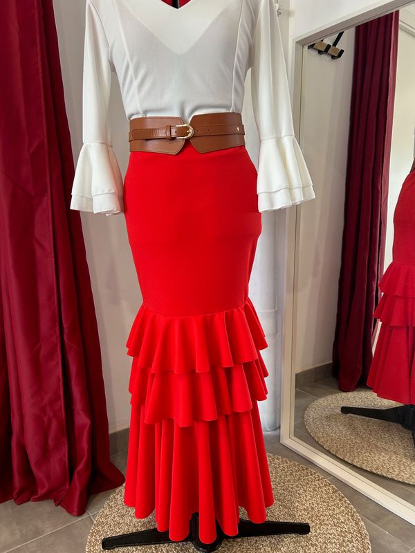 Falda 2 volantes ROJO