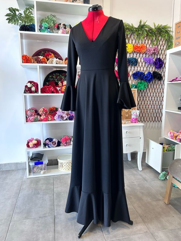 Bata flamenca 1 volante NEGRO