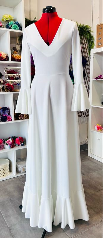 Bata flamenca 1 volante BLANCO