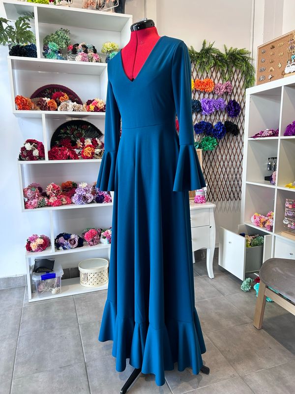 Bata flamenca 1 volante PETROL