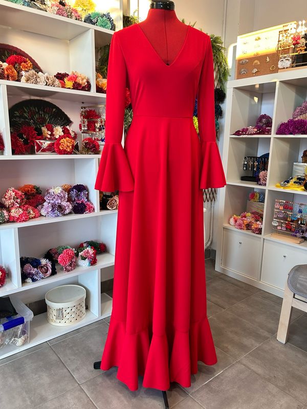 Bata flamenca 1 volante ROJO