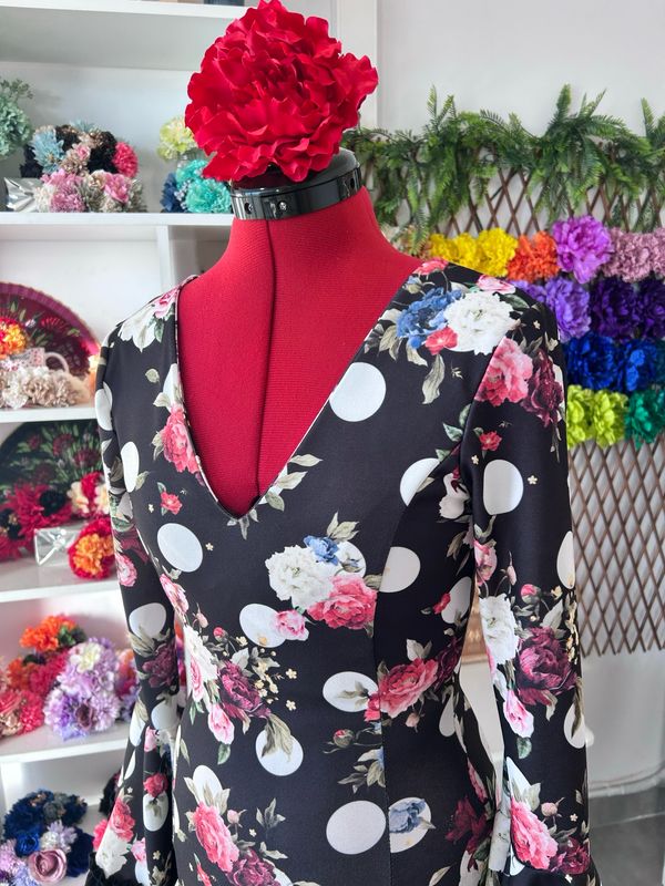 Vestido flores NEGRO