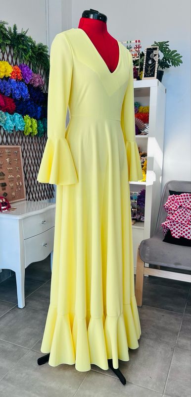 Bata flamenca 1 volante AMARILLO