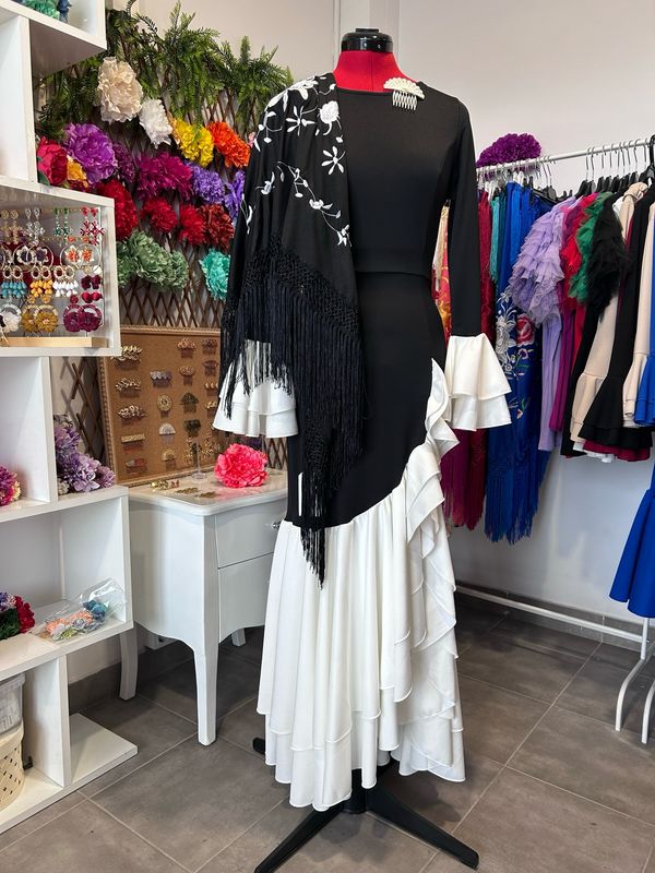 Vestido abertura delantero NEGRO-BLANCO