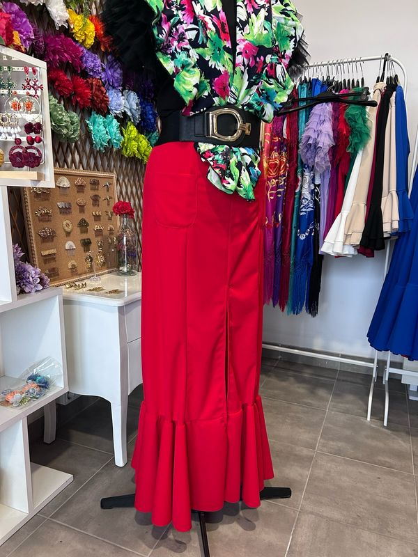 Falda abierta bolsillos ROJO