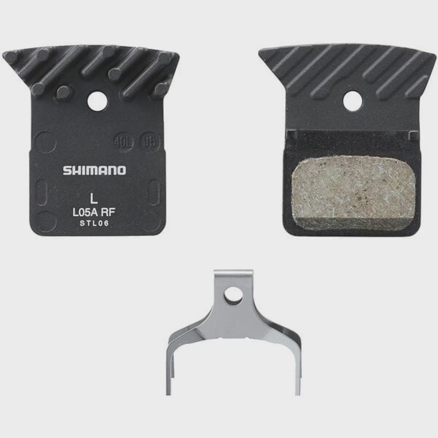 Shimano L05A-RF disc pads and spring, alloy back with cooling fins, resin