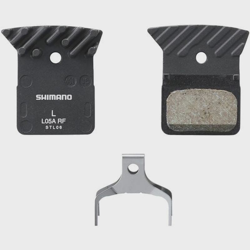 Shimano L05A-RF disc pads and spring, alloy back with cooling fins, resin