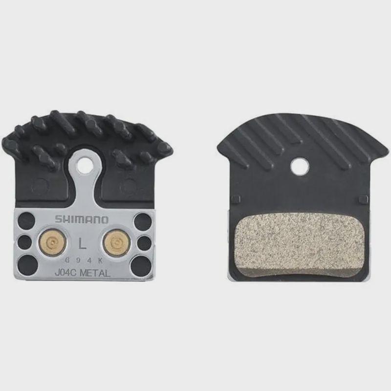 Shimano J04C disc brake pads and spring, cooling fins, alloy backed, sinte
