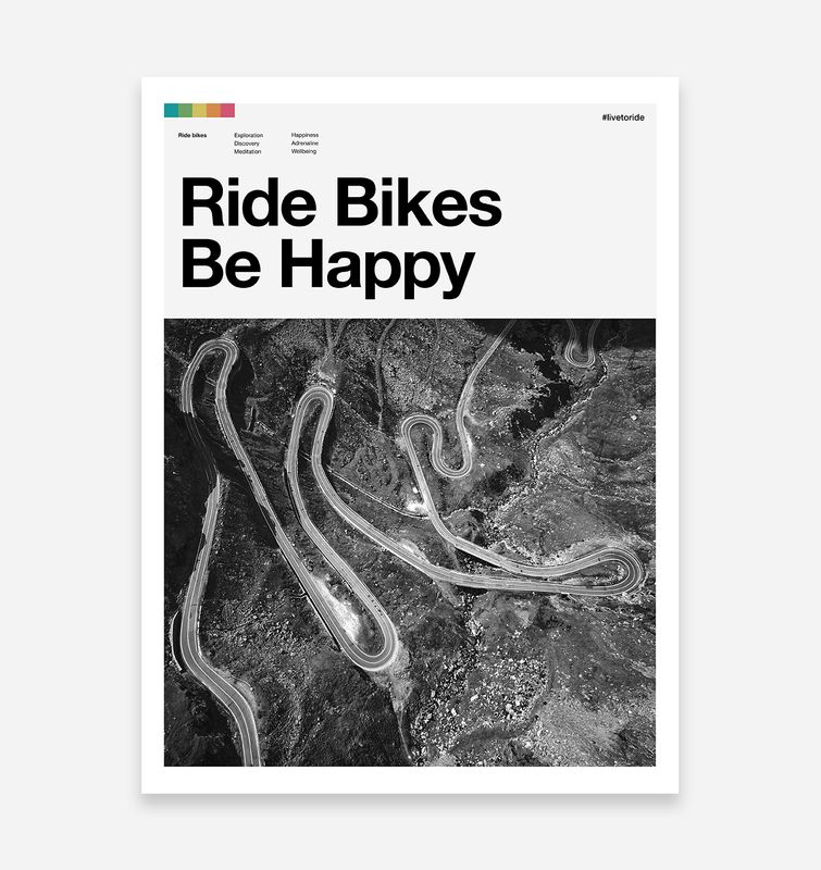 Trailmaps.com - Road Cycling Art Print - Ride Bikes Be Happy